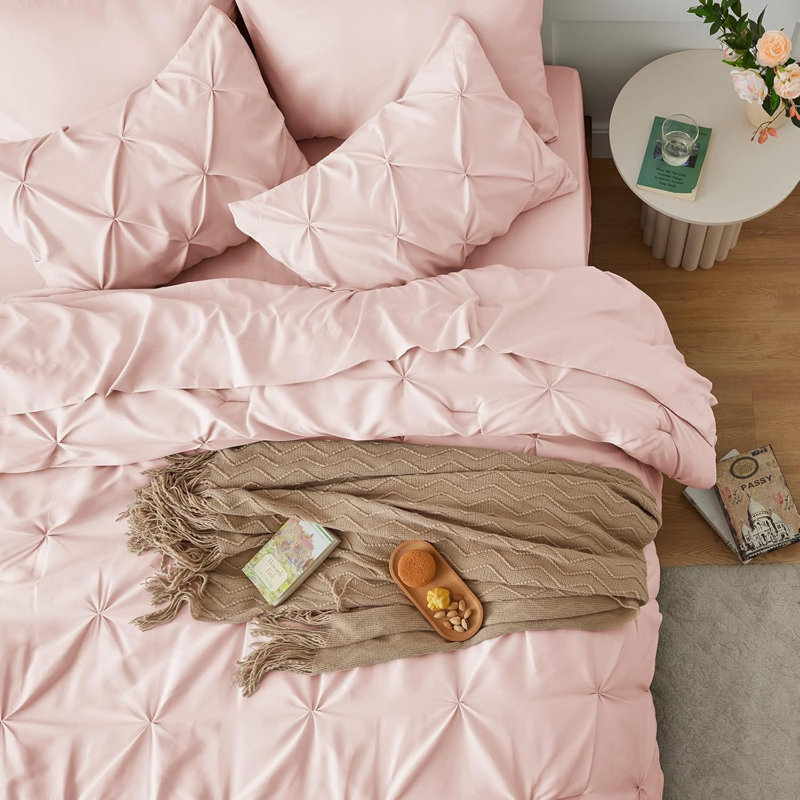 Ensemble d'édredon, 7 pièces dans un sac, Rose, Grand édredon et 6 pièces supplémentaires