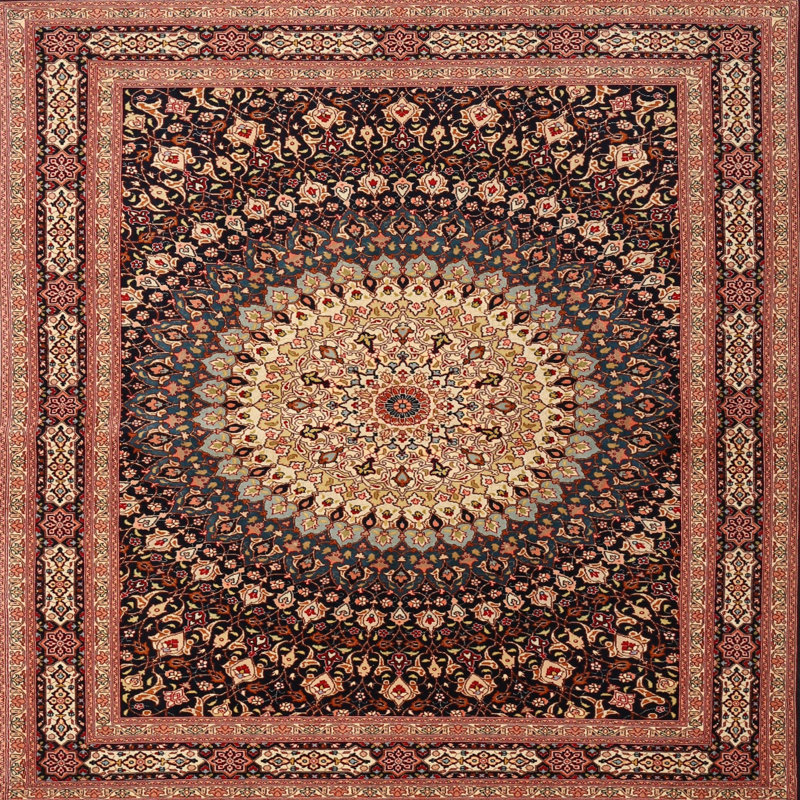 Tapis oriental rouge clair, Rond 7 pi