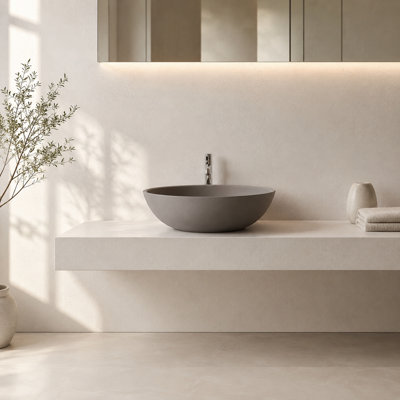 Vasque ovale en béton gris, 61 cm (L) x 35 cm (l)