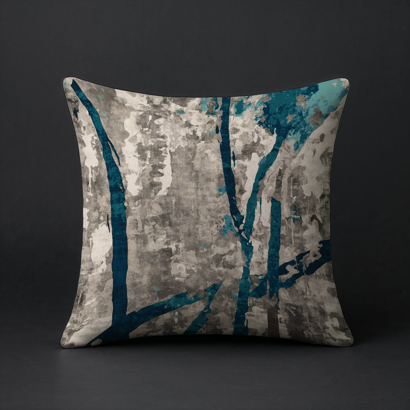 Coussin décoratif intérieur et extérieur Modern, Gris abstrait 13, Carré 20 po