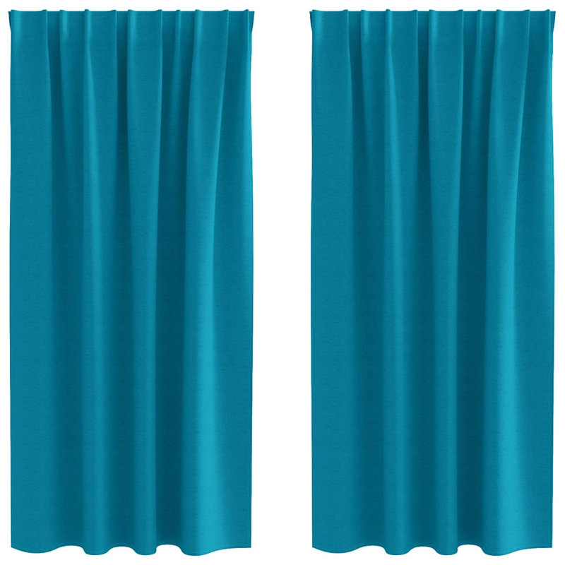 Blackout Curtain Pair, Turquoise, 175cm Width x 140cm Drop