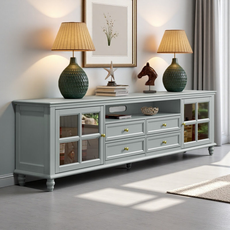 Meuble télé French Classic Design, H 25,98 po x L 86,61 po x l 15,75 po, Vert