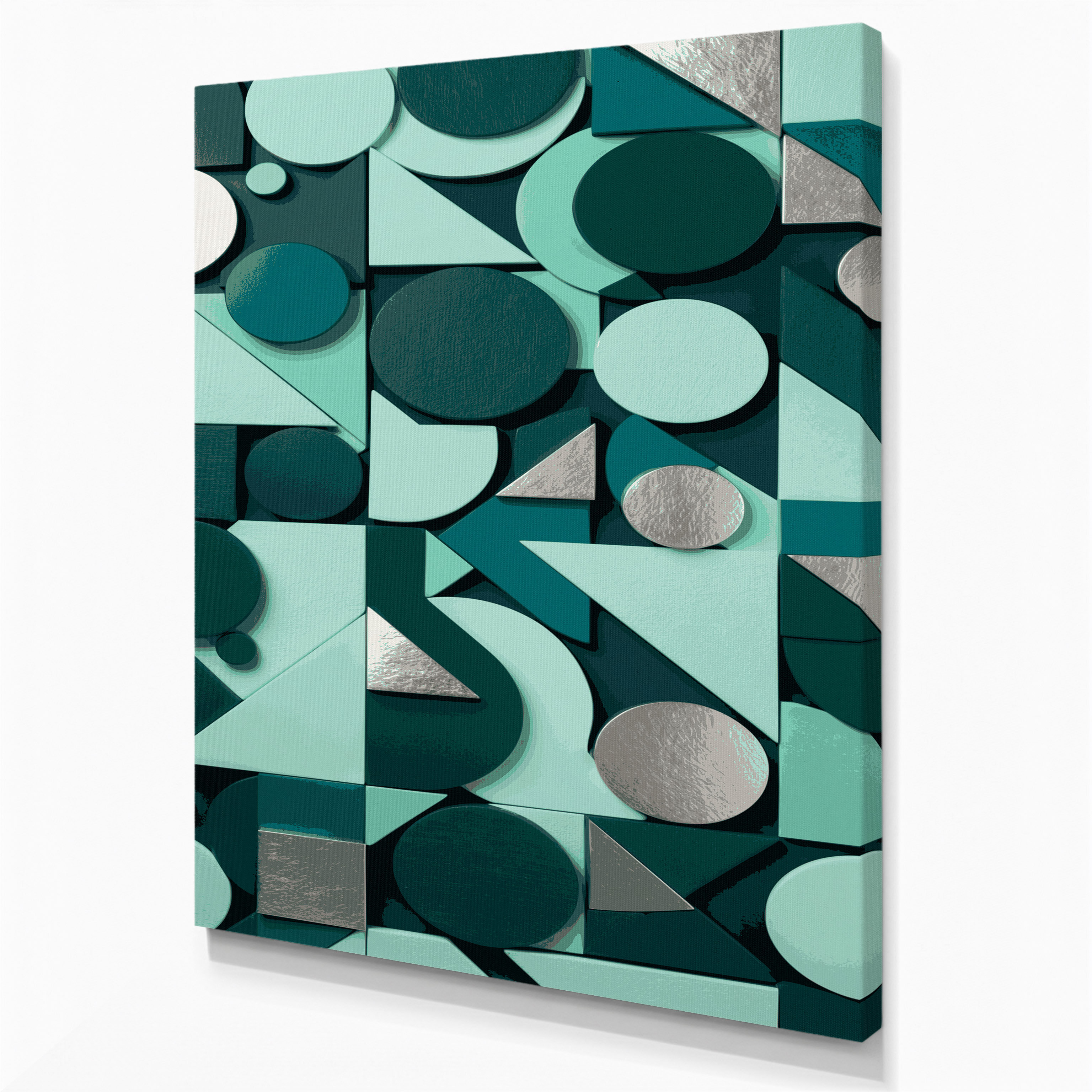 Red Barrel Studio® Abstract Shapes 80 Blue Canvas Wall Art | Wayfair