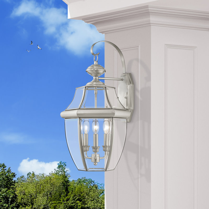 Lanterne murale d'extérieur Alexavier, Nickel brossé, H 22,5 po x l 12,5 po x P 12,5 po