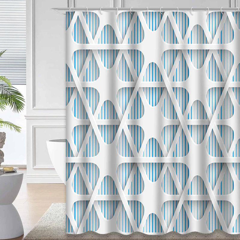 Rideau de douche imperméable à carreaux abstraits et modernes avec 12 crochets, L 72 po x l 84 po