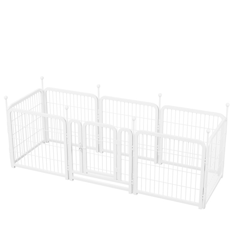 Parc pliable pour chien de 24 po de hauteur, 8 panneaux, enclos pour chiots robuste pour tous les chiens, intérieur extérieur, antirouille et fabrication en fer blanc à hauteur des panneaux pliable
