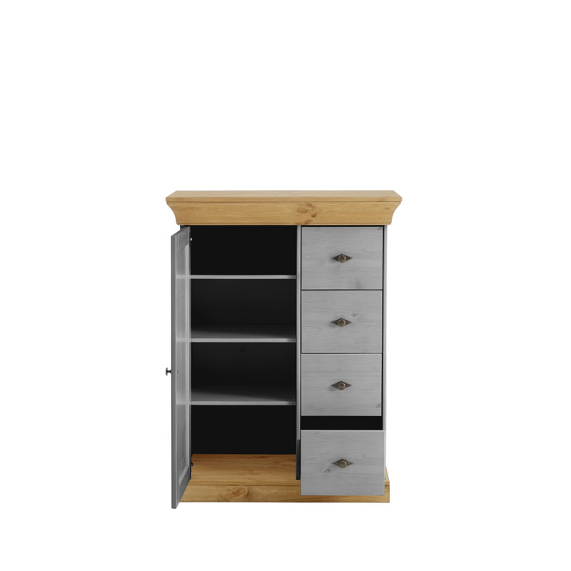 Kelly 88cm Sideboard, Grey/Leach-coloured, 117cm H x 88cm W x 44.9cm D