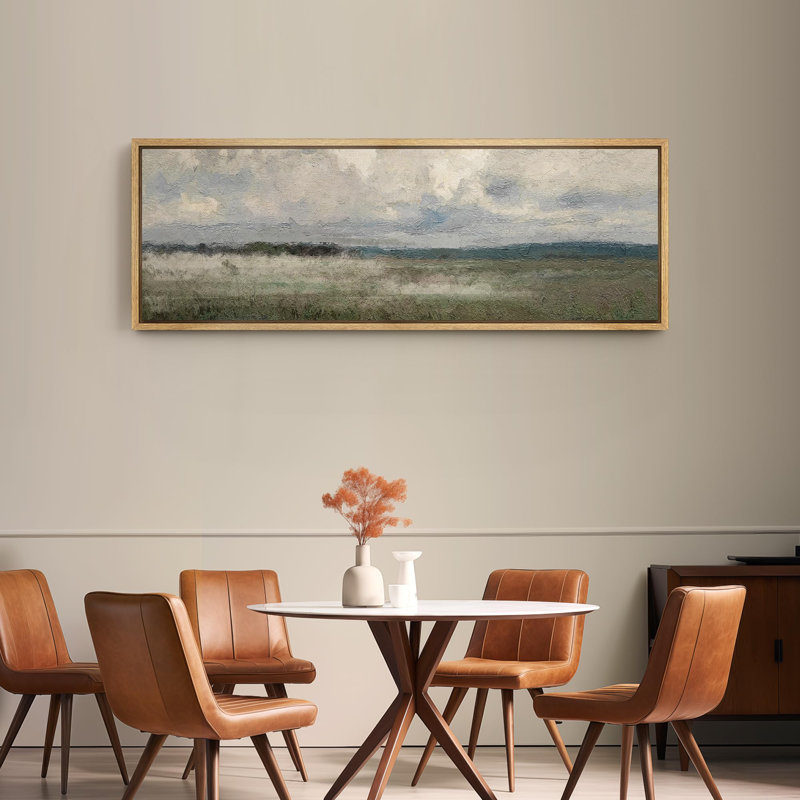 Art moderne moderne sous un ciel nuageux, H 20 po x l 60 po, Naturel