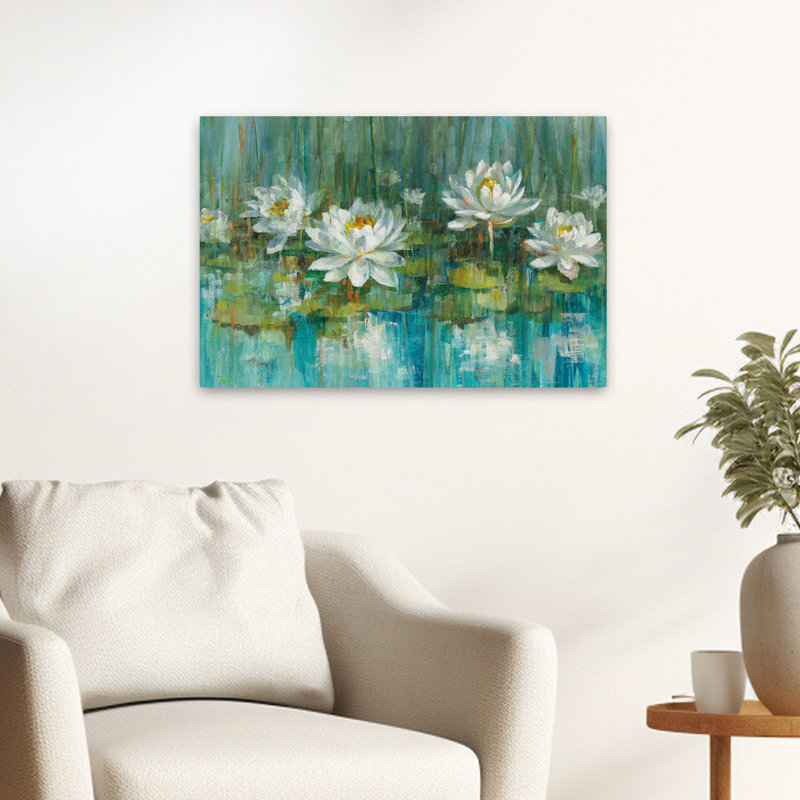 Motif floral abstrait - nénuphar V2, H 16 po x l 24 po