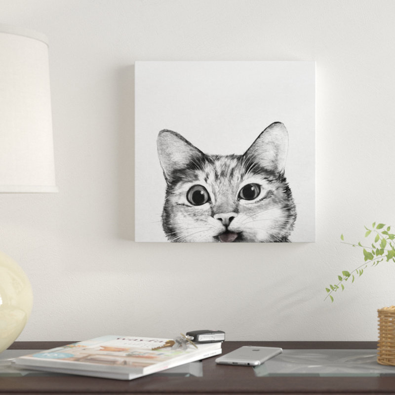 « idiote chat », reproduction sur toile, H 48 po x l 48 po x P 1,5 po, Toile tendue, Pas de tapis