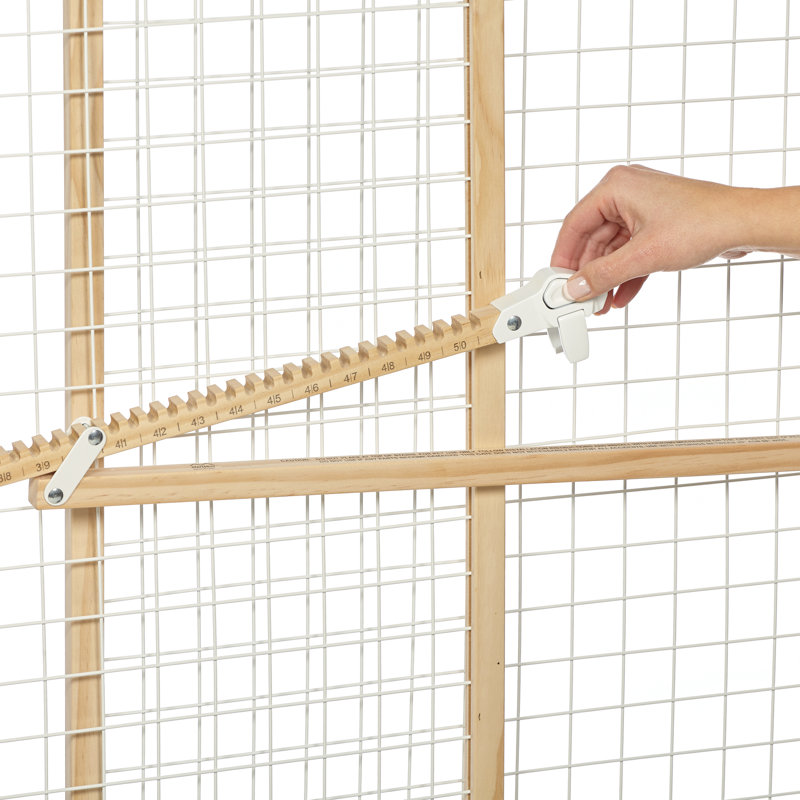 Natural Wood and White Wire Mesh Retractable Pet Gate