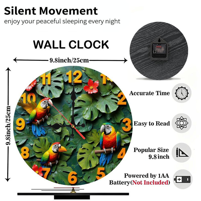 Horloge de perroquet tropical