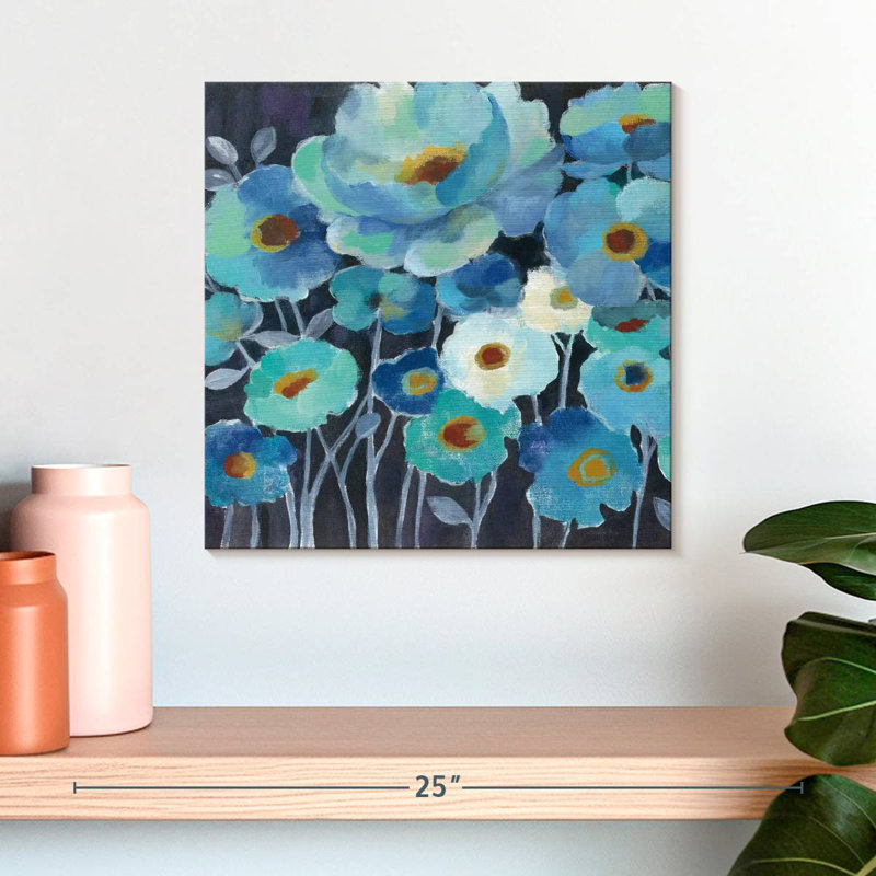Fleurs indigo II, H 16 po x l 16 po