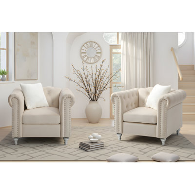 Ensemble de 2 chaises en velours Latonya