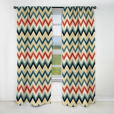 Chevrons de couleur douce rétro multicolore Chevron III - Rideau occultant en velours - 1 panneau
