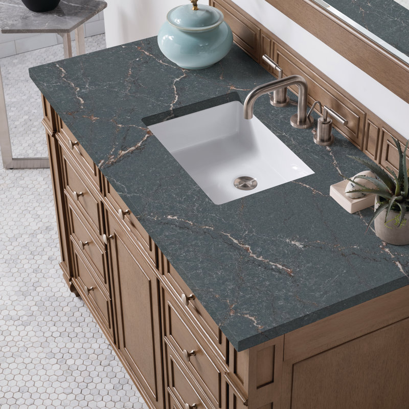 Bristol 48'' W Single Vanity, Whitewashed Walnut, Parisien Bleu, 8" Widespread