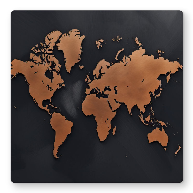 Rusted Map - Illustrative Satellite View Metal Print for Decor