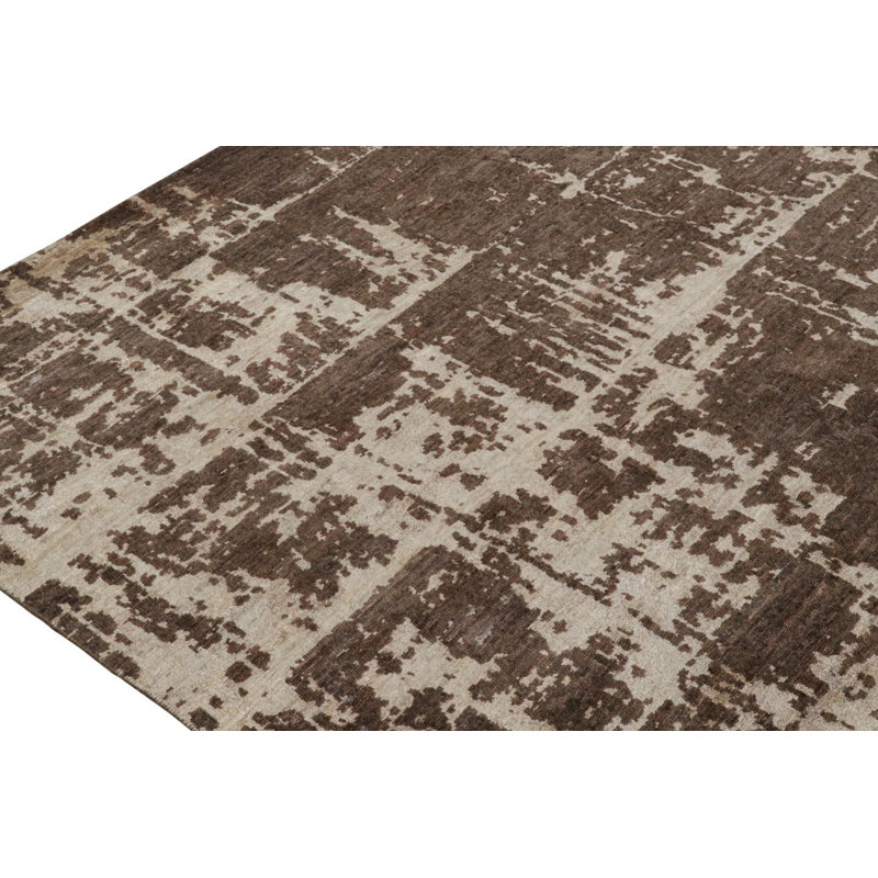 Modern Hand Knotted Geometric Area Rug, Rectangle 7'10" x 10'