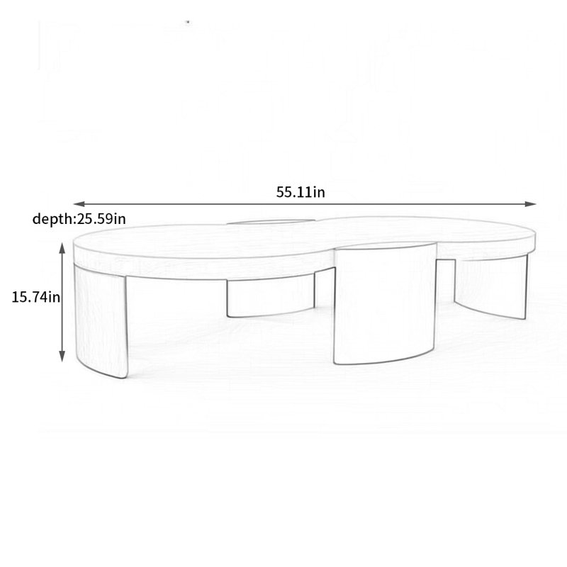 Table basse Creative en bois de frêne wabi-wabi-wabi-wind, H 15,74 po x L 55,11 po x l 25,59 po