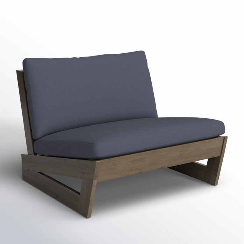 Louise Acacia Gray Outdoor Armless Lounge Chair with Dark Gray Cushion