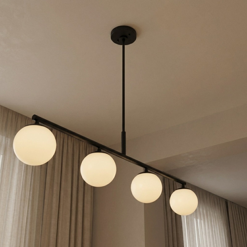 Lustre linéaire à quatre lumières Nube, Nuit noire, Non