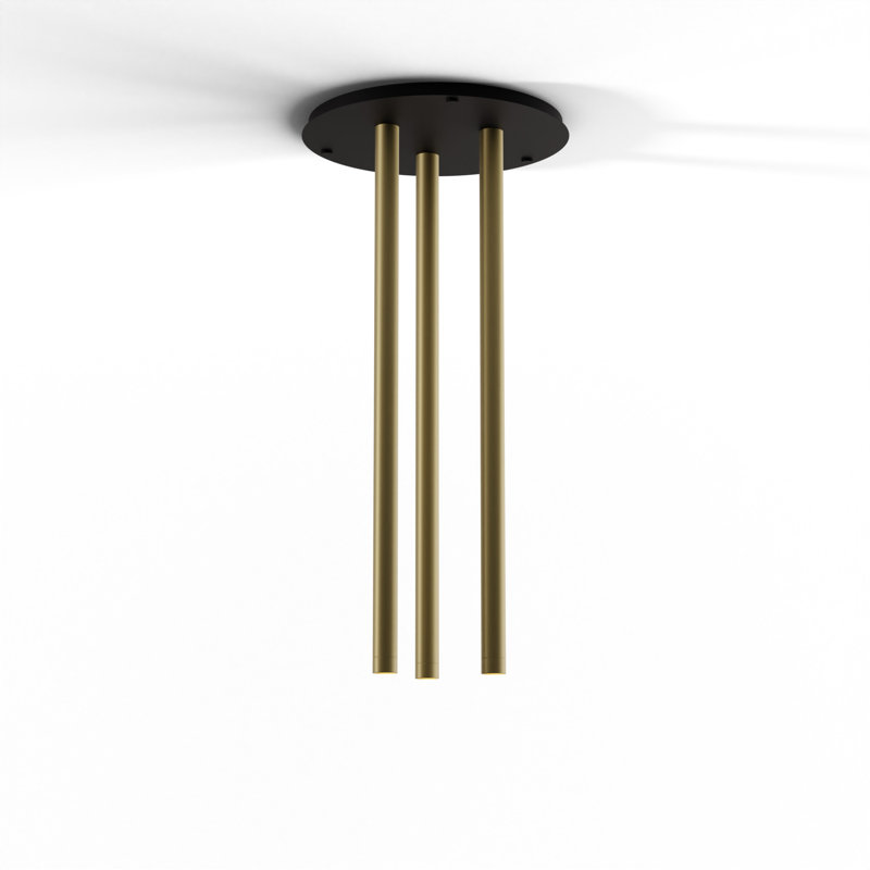 3 - Light LED Pendant, Brass