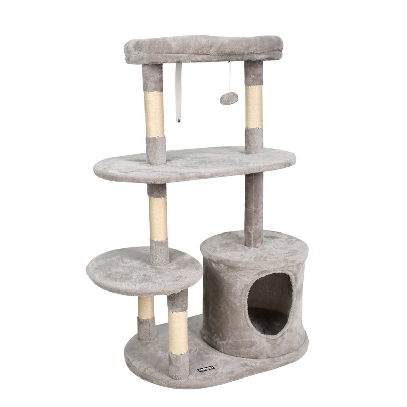 Arbre à chat avec perchoir à 3 niveaux 48 po GOOPAWS, gris