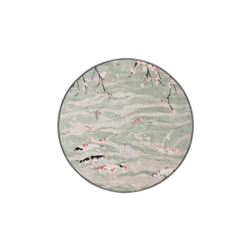 Tapis gris lavable à la machine, Rond 8 pi