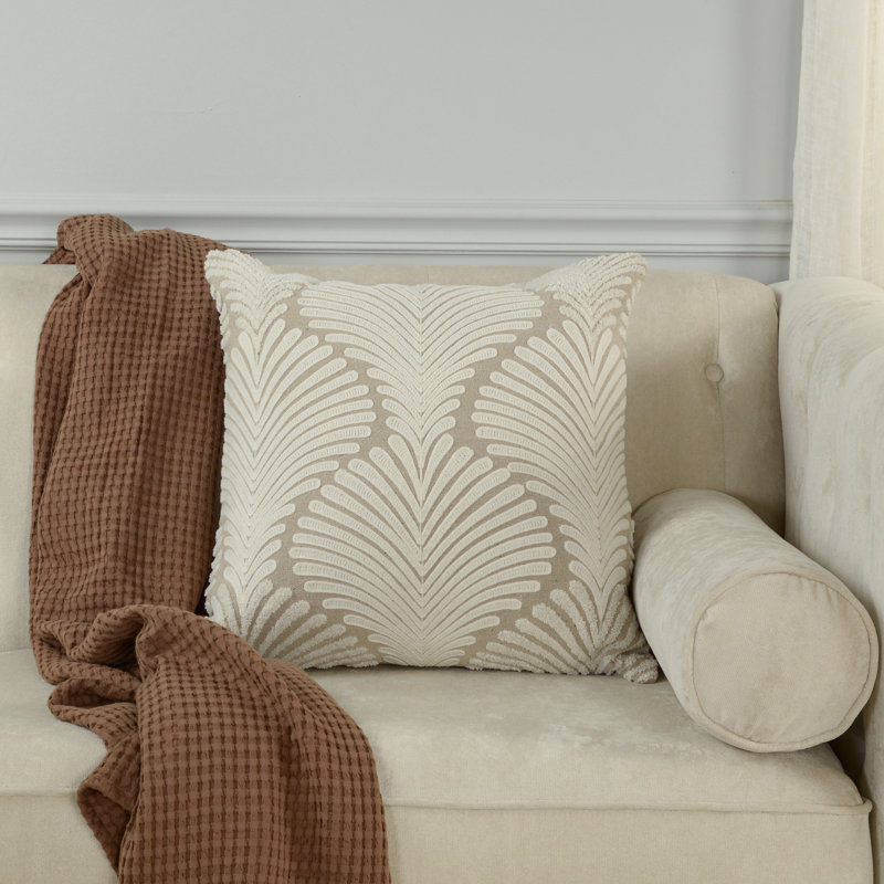 Coussin en coton / polyester, Naturel, Mélange de duvet