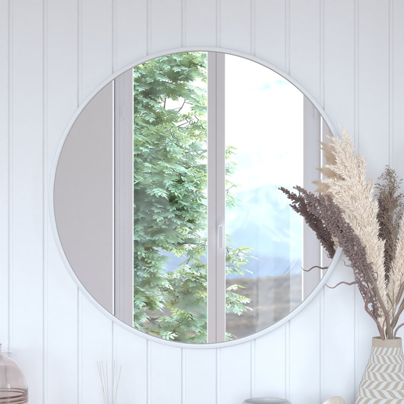 Miroir d'appoint mural Gagalis, H 30 po x l 30 po x P 0,78 po, Argent
