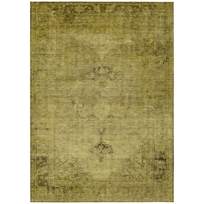 Tapis d'intérieur lavable oriental brun doré et blé 5 pi x 8 pi