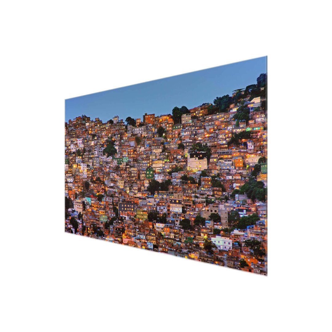 Glasbild Rio De Janeiro Favela bei Sonnenuntergang