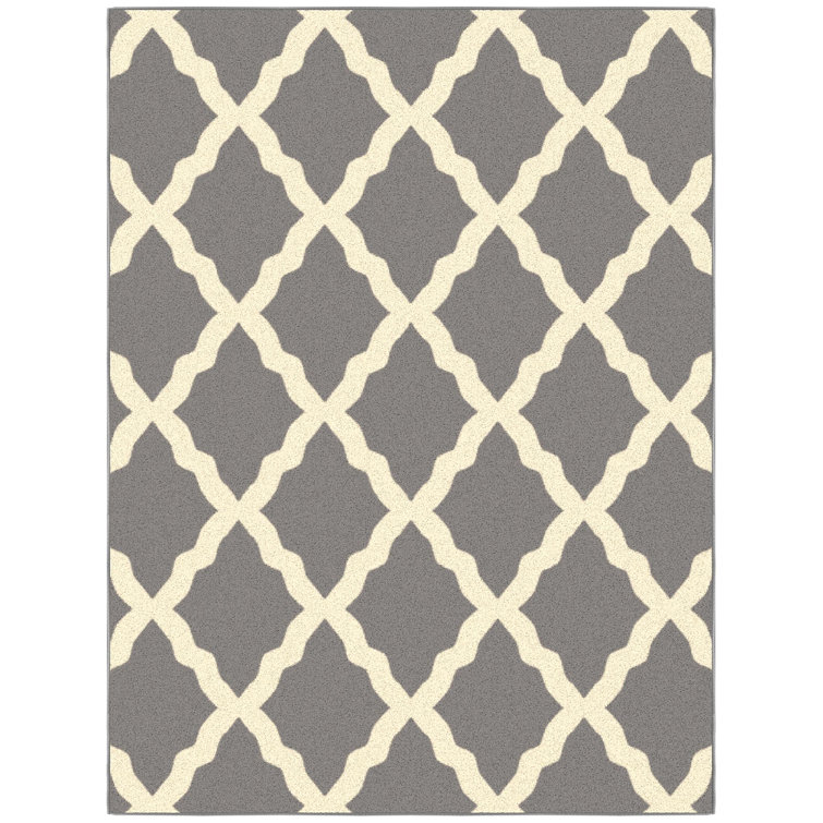 Glamour Non-Slip Moroccan Trellis Area Rug For Living Room, Hallway Runner, Entryway Rug, Gray