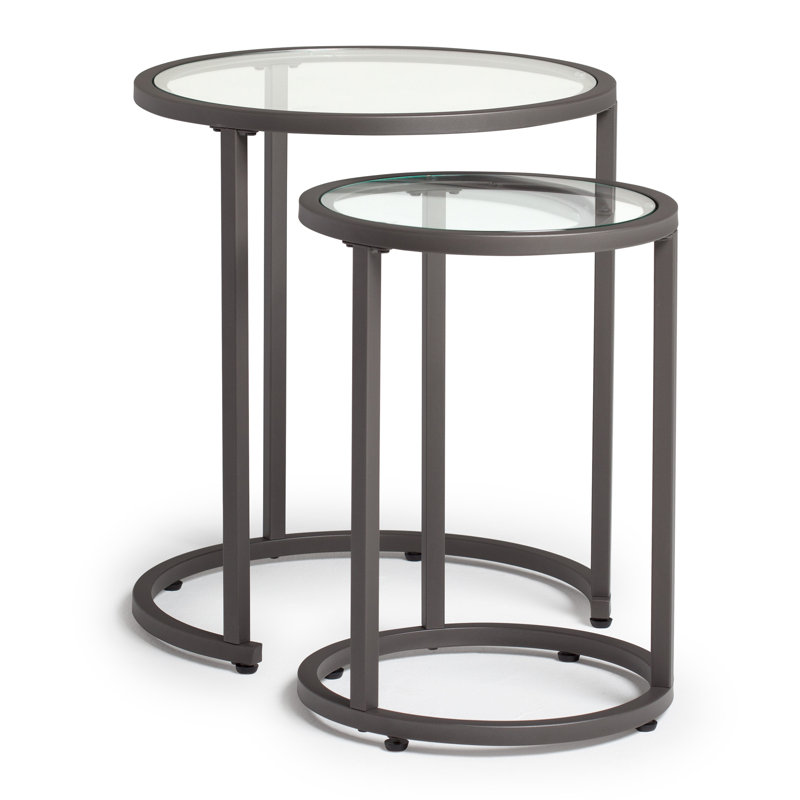 Haye Glass Top Nesting Tables, Grey