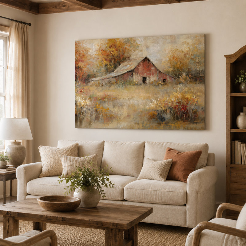 Art mural sur toile patiné, 32"H x 48"W x 1.5"D