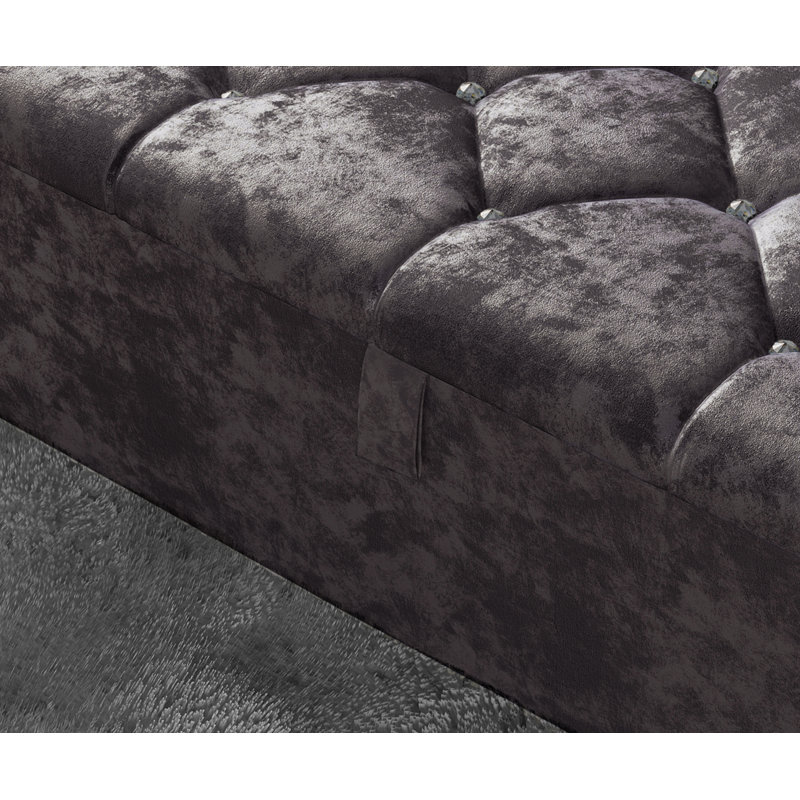 Alax 102cm Wide Rectangle Geometric Standard Ottoman with Storage, Amethyst