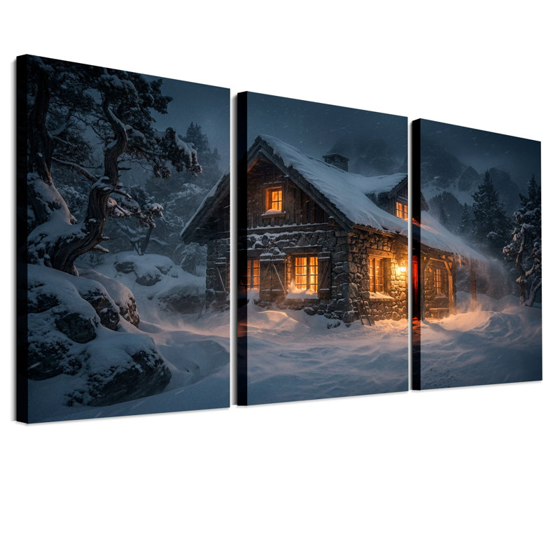 Ensemble de 3 cabanes en pierre avec fenêtres brillantes d'Halloween, H 30 po x l 20 po x 3 pièces