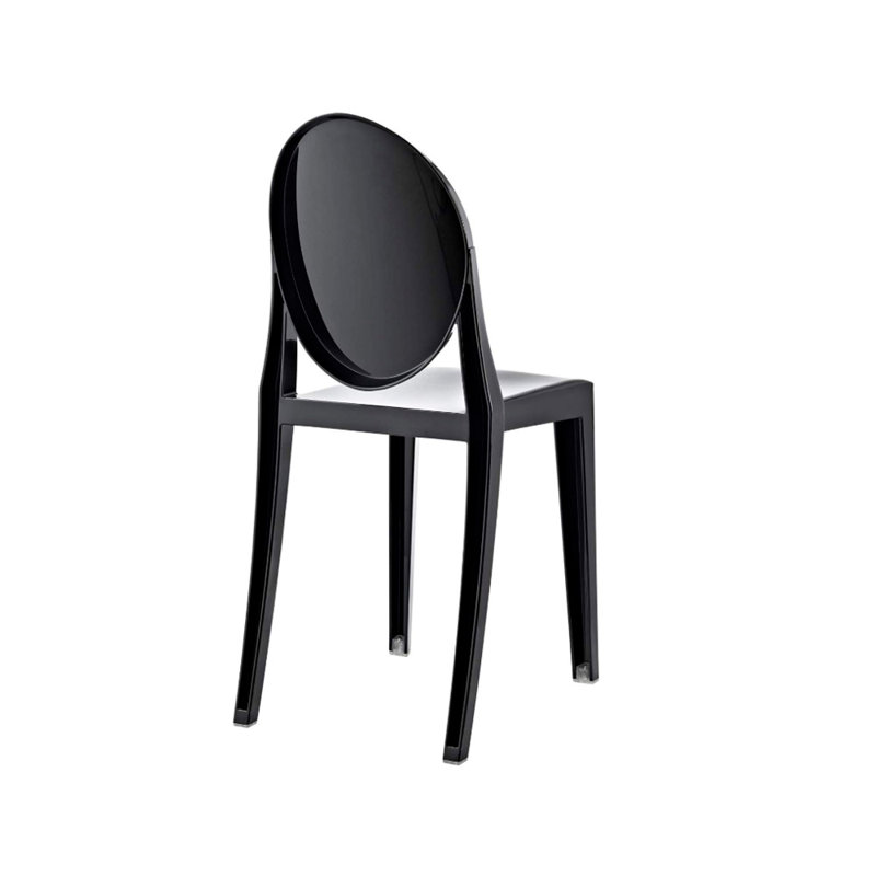 Black Transparent Polycarbonate Stacking Side Chairs, Set of 4