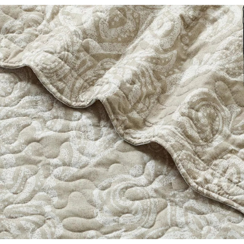 Casie Polyester Floral Bedspread, Double, Beige