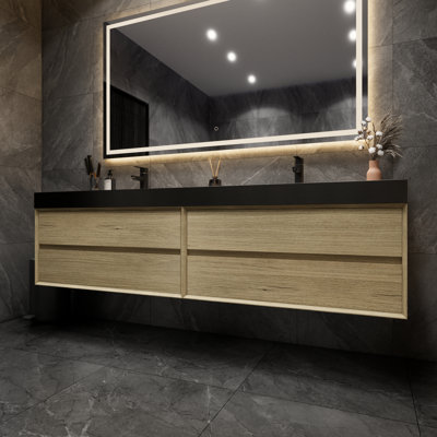 Golitz 83.46'' Double Bathroom Vanity with Stainless Steel Top