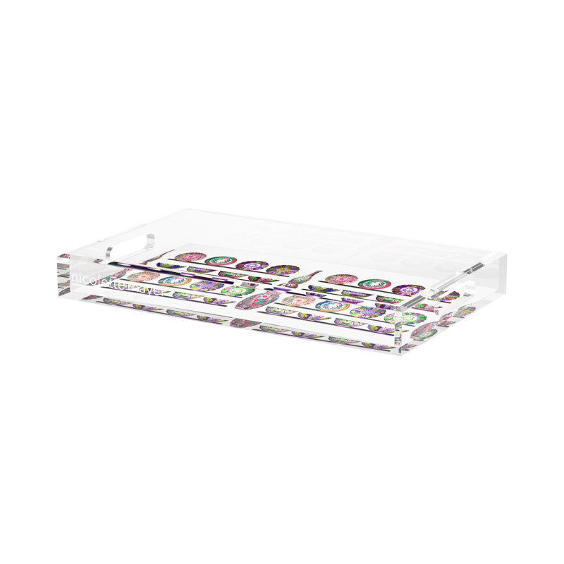 Ceramic Menagerie Acrylic Rectangle Decorative Tray, 17"W x 10.5"D x 2"H