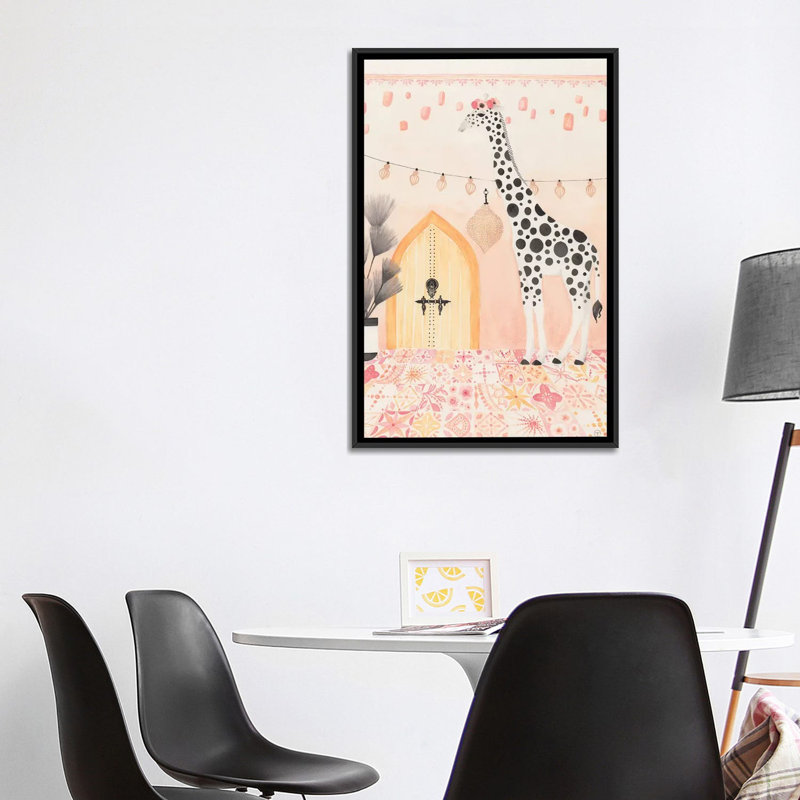 Girafe au Maroc, art encadré, Toile avec cadre noir, H 48 po x l 32 po x P 1,5 po