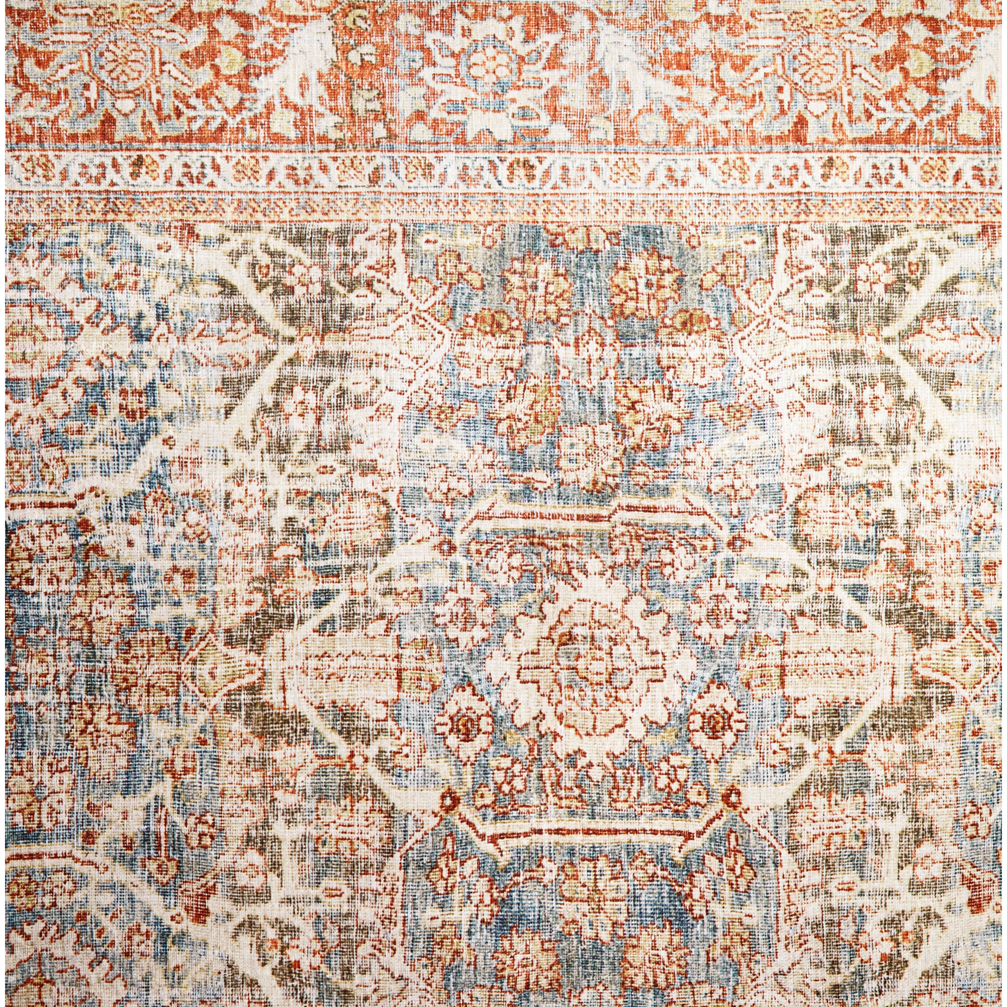 Pratt Oriental Area Rug in Ocean/Rust, Square 1'6"