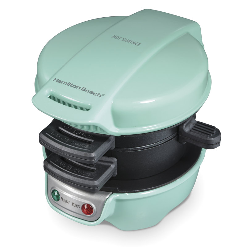 Hamilton Beach Breakfast Sandwich Maker with Egg Cooker Ring, Blue