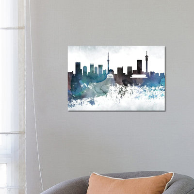 Johannesburg Bluish Skyline by WallDecorAddict - Wrapped Canvas Print