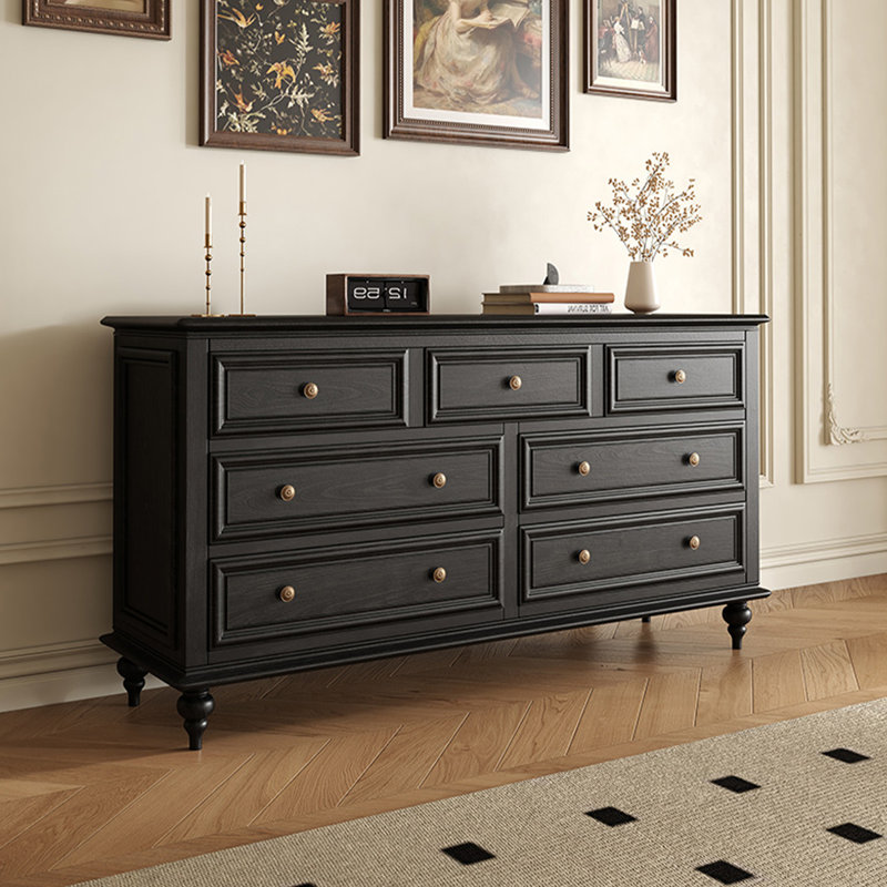 Armoire d'appoint en bois manufacturé noir massif