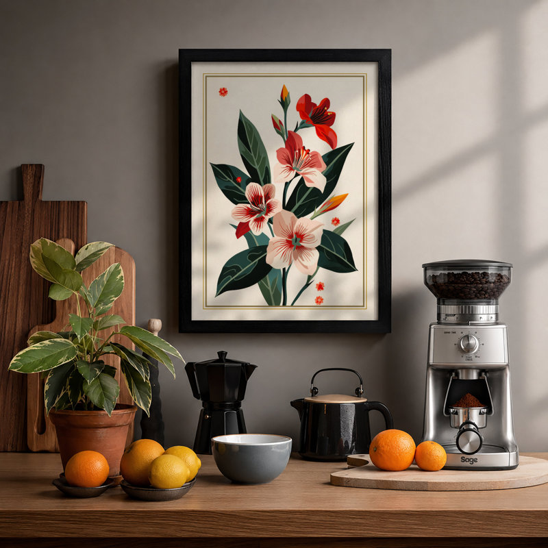 Flowering Stem Study Botanical - Print, Black, A4 - 29.7 x 21.0 cm