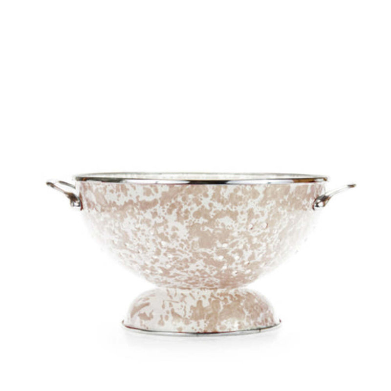 Golden Rabbit Taupe Swirl Enamelware Colander