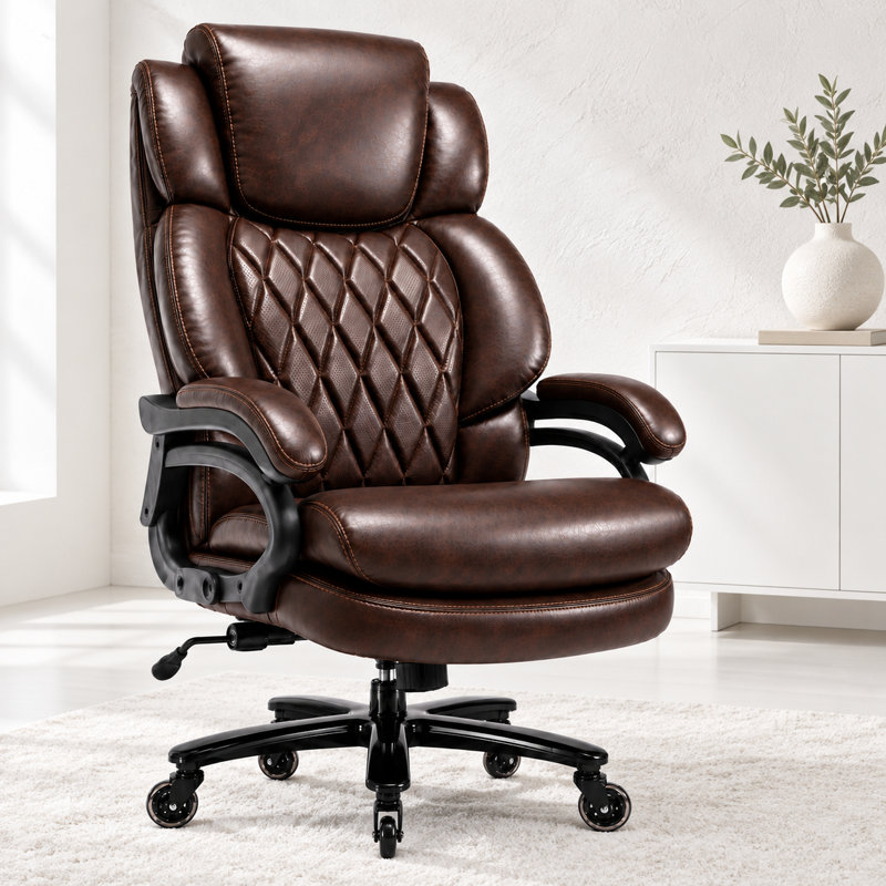 Grand et grand fauteuil de bureau 800 lb, fauteuil de direction avec appui-tête réglable, siège extra large à haut dossier, similicuir robuste pour le bureau, grand fauteuil de bureau confortable