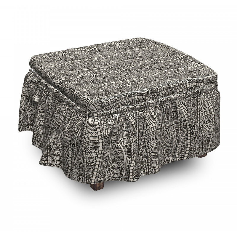 Ensemble de housse pour repose-pieds à coussins carrés de boîte 2 pièces ethnique
